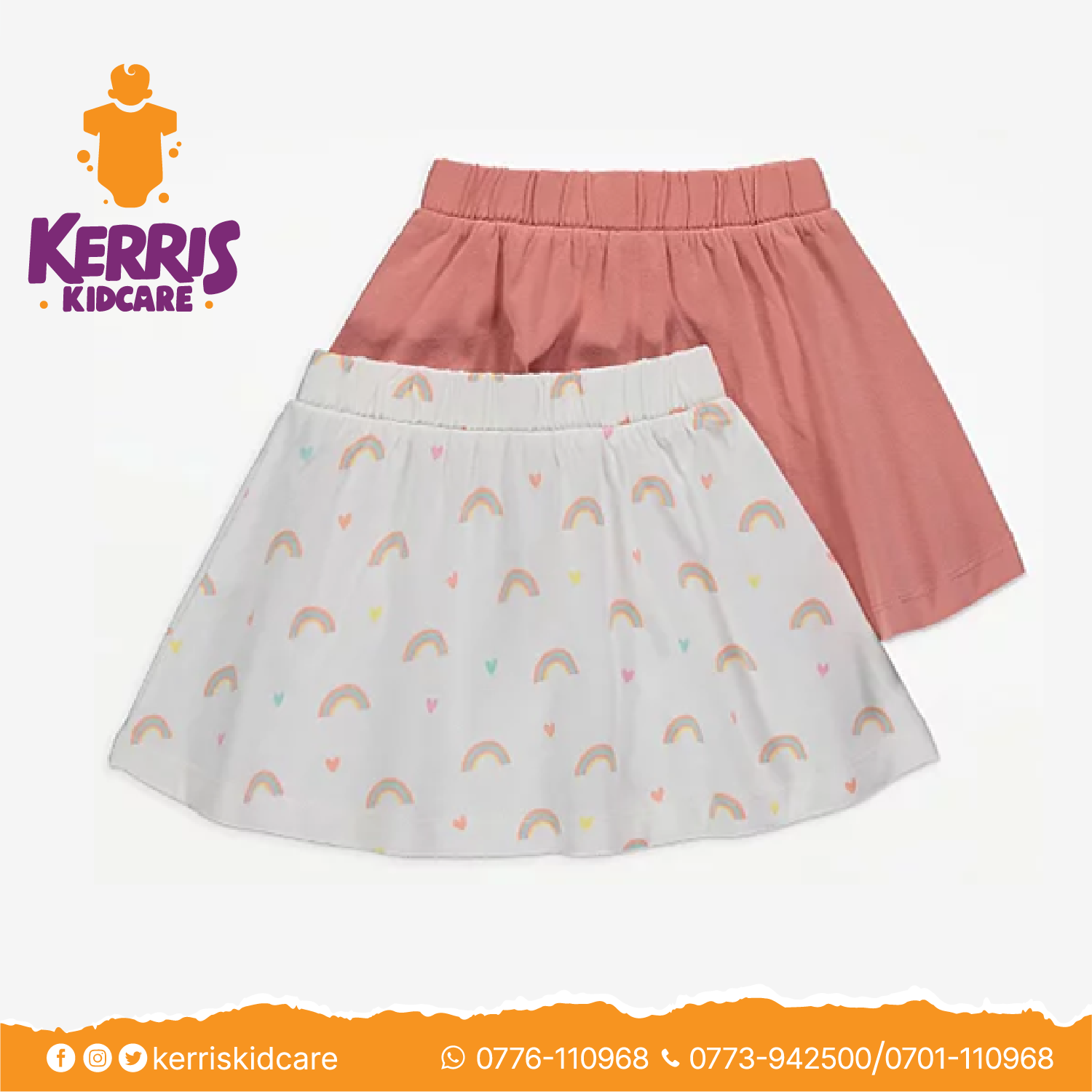 Pink Rainbow Print Skirts